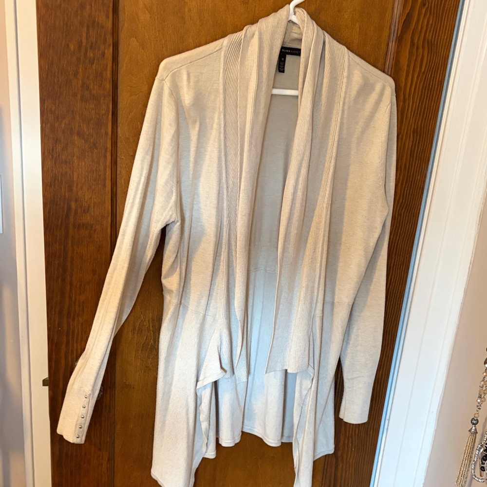 White House Black Market Cream Open-Front Draped Cardigan